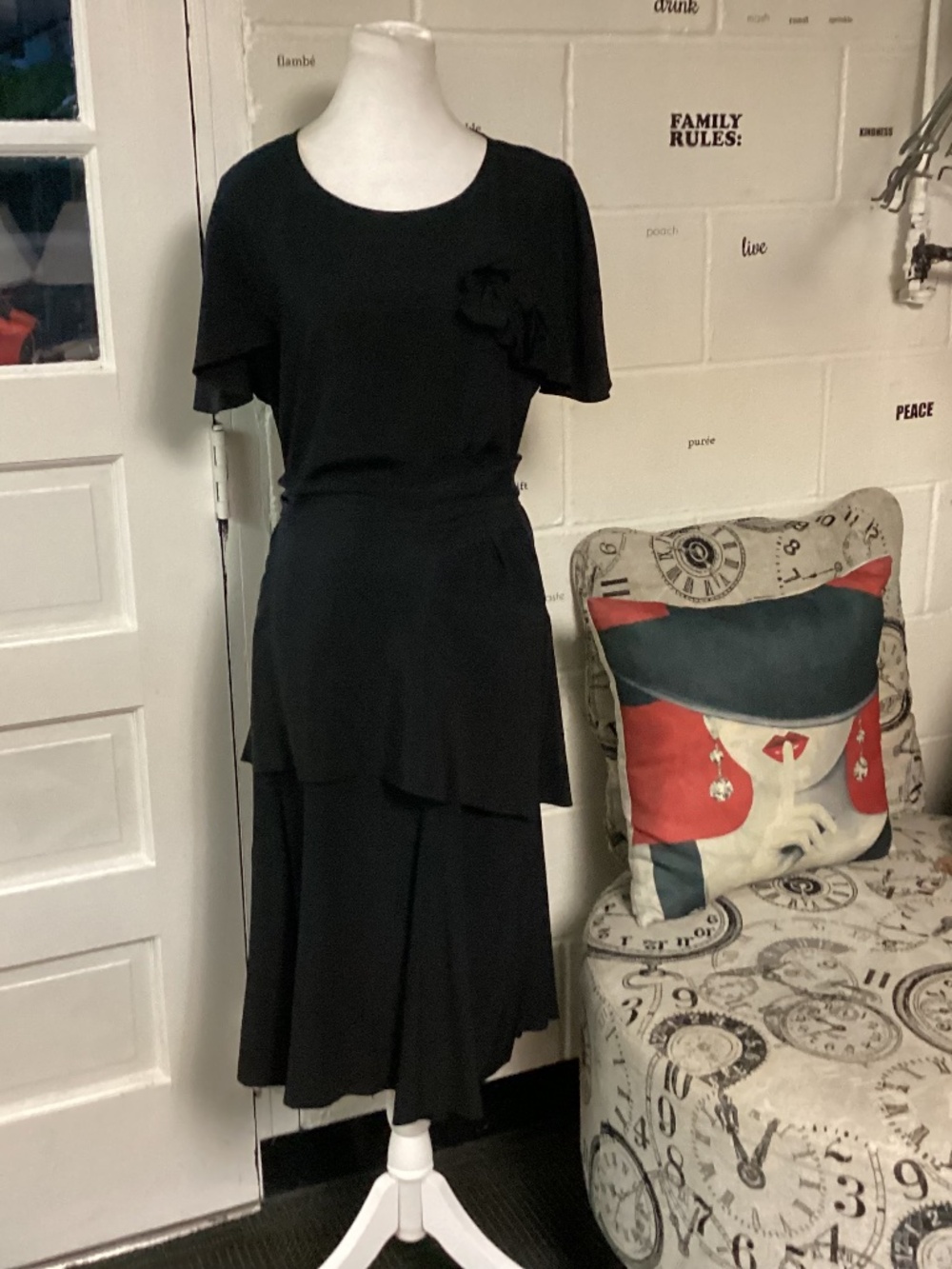 Vintage crepe black dress 1940's pristine OLD HOLLYWOOD GLAMOROUS